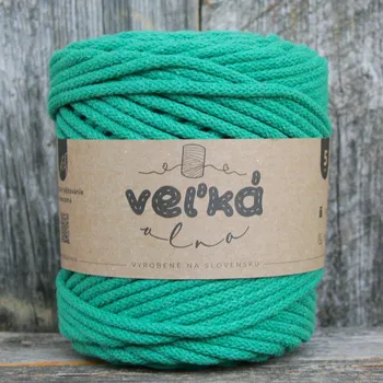 Příze VEĽKÁvlna VEL'KÁvlna bavlněná šňůra na háčkování 5mm Smaragd