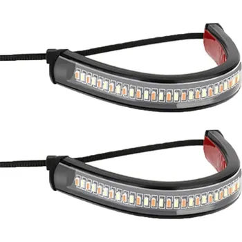Osvětlení pro motocykl 2 ks LED směrové světlo pro motocykl 12V Bílé a žluté světlo Samolepicí pásek 12,5 cm Kabel 45 cm Stahovací páska 10,5 cm Bezpečnostní osvětlení