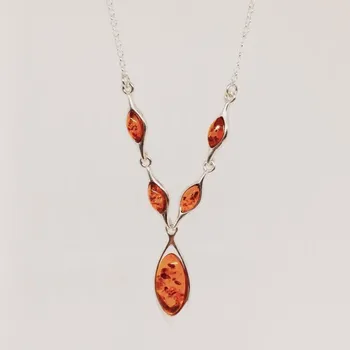 Náhrdelník Náhrdelník Jantarové oválky ve stříbře (náhrdelník)