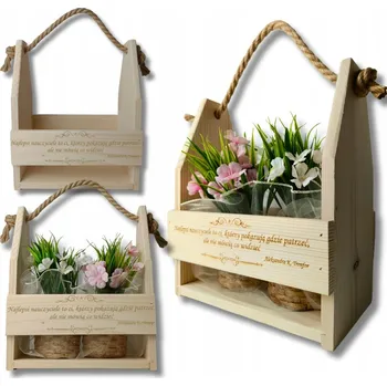 Obraz Poděkování - Dárek pro učitele - dřevěná bedýnka na květiny / koš