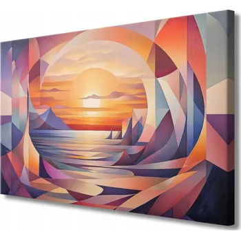 Obraz Moderní 3D obraz na plátně do obýváku Kubismus Krajina abstrakce na zeď