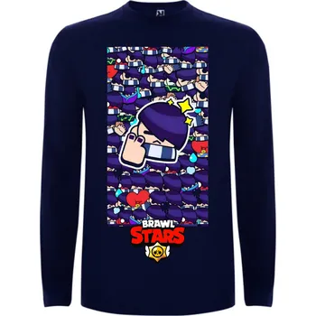 Chlapecké tričko Tričko s dlouhým rukávem Edgar Brawl Stars Wallpaper Barva: Námořnická modrá/Navy, Velikost: XXL