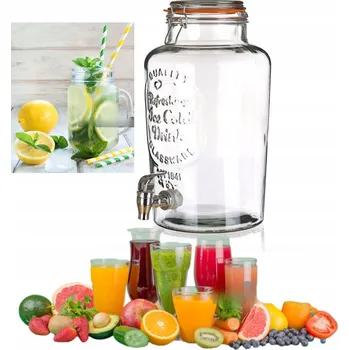 Sklenice Skleněná ZAVAŘOVACÍ SKLENICE s kohoutkem NA NÁPOJE limonádu džusy 7 L oslava párty