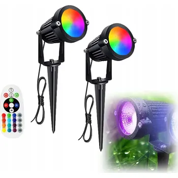 2 KS ZAHRADNÍ REFLEKTOR ZAPICHOVACÍ ČERNÝ IP65 + LED RGB