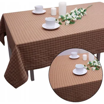 ubrus Ubrus PALERMO 220x140 Vzor Mřížka Dekorativní Hnědý