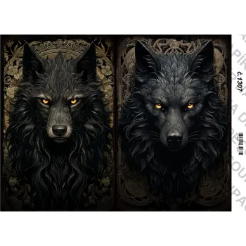 Umělecký papír Rýžový a soft papír na decoupage - Vlk tajemno - KB01307 Materiál: Soft, Rozměr: A4