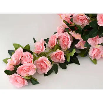 Girlanda - Růže s listy 168 cm - RŮŽOVÁ