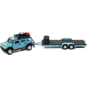 autíčko Hummer H2 2004 w/Přívěs 1:64 - Johnny Lightning Hummer H2 with Trailer - sběratelský model autá 1/64