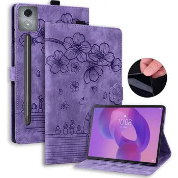 Pouzdro na tablet Kožený Obal Na Lenovo Ideatab Pro Barva: Fialová Kočka