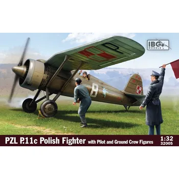 Plastikový model 1:32 PZL P.11c Polish Fighter with Pilot & Ground Crew