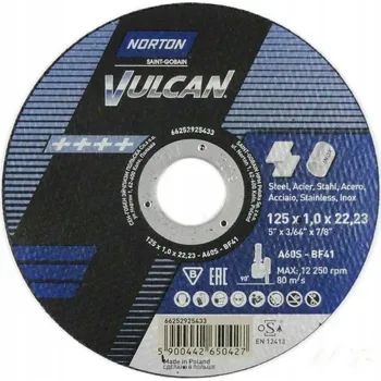 Řezný kotouč KOTOUČ NA ŘEZÁNÍ KOVU NORTON VULCAN 125*1,0 INOX