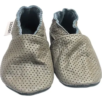 Capáčky EBOOBA Kožené capáčky s koženou podrážkou perforované šedé 6-12 měsíců Šedá 21