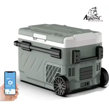 Autochladnička Autochladnička kompresorová Alpicool, dvouzonová autolednice, objem 40l, napájení 12V, 24V nebo 230V, LCD displej, Bluetooth aplikace (Autolednice duální, dvoukomorová)
