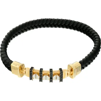 Náramek Zlatý masivní koženkový náramek 13.56gr Váha: 13,56 g, Ryzost: 14kt (585/1000)