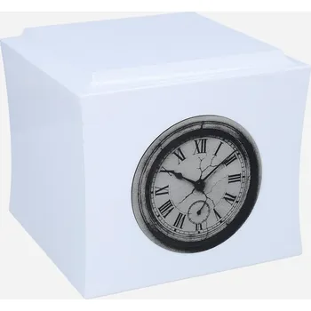 Smuteční dekorace Symbolická urna s hodinami Pamětní urna na popel Bílá/Vzor1