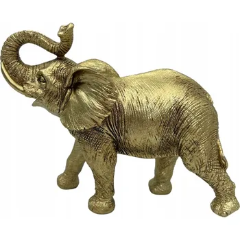 Obraz Figurka Zlatý slon se zvednutým chobotem pro štěstí dárek feng shui