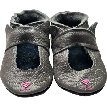 Capáčky EBOOBA Kožené capáčky s koženou podrážkou sandálky kočička 18-24 měsíců Šedá 24