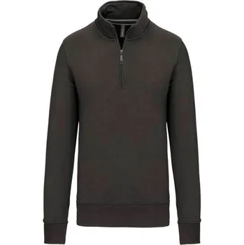 Pánská mikina Kariban Zipped Neck Sweatshirt mikina, šedá (Charcoal)