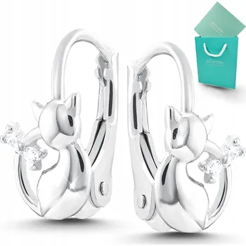 Náušnice Stříbrné náušnice pro dívky 925 kočky