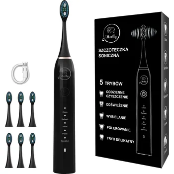 Elektrický zubní kartáček ELEKTRICKÝ SONICKÝ ZUBNÍ KARTÁČEK HEELLY NOVÝ POHON SILNÝ POUZDRO IPX