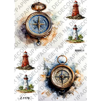 Umělecký papír Rýžový a soft papír na decoupage - Maják - KB01176 Materiál: Soft, Rozměr: A4