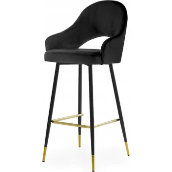 Barová židle Barová Židle GRANDA 60, černá vysoká barová židle moderní nohy zlaté černé