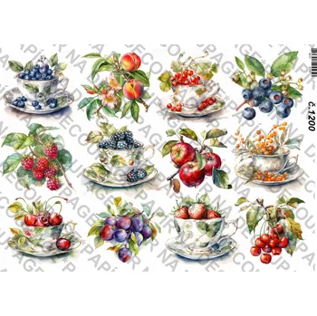 Umělecký papír Rýžový a soft papír na decoupage - Ovoce - KB01200 Materiál: Soft, Rozměr: A4