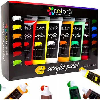 Vodová barva Akrylové barvy Artistiq multicolor 12 ks 75 ml