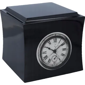 Smuteční dekorace Symbolická urna s hodinami Pamětní urna na popel Černá/Vzor1