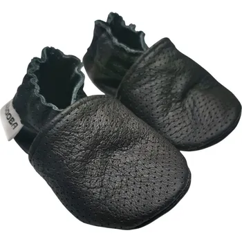 Capáčky EBOOBA Kožené capáčky s koženou podrážkou perforované černé 12-18 měsíců Černá 22