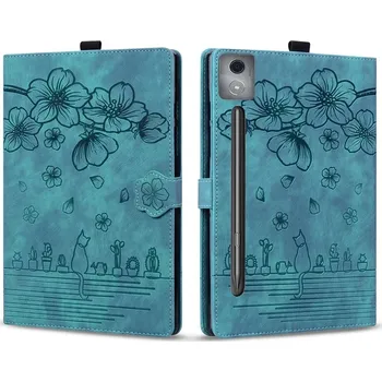 Pouzdro na tablet Kožený Obal Na Lenovo Ideatab Pro Barva: Zelená - Kočka