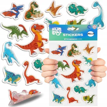 samolepka SADA gelových nálepek DINOSAUŘI samolepky 3D pro děti Dino, 12 NÁLEPEK