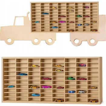 Úložný box Police na autíčka Autka Angličáky TIR Organizér na 80 míst Dřevěný