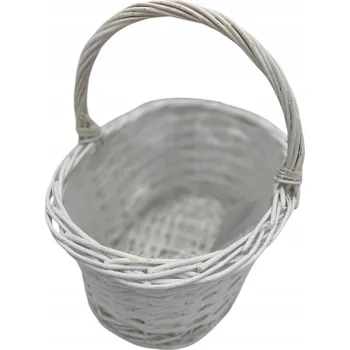 Obraz BÍLÝ PLETENÝ KOŠÍK S FÓLIÍ - IDEÁLNÍ PRO KVĚTINOVÉ ARANŽMÁ, DÁREK NEBO PODĚKOVÁNÍ +