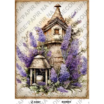 Umělecký papír Rýžový a soft papír na decoupage - Levandule obrazy - KB01091 Materiál: Soft, Rozměr: A4
