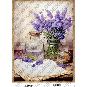 Umělecký papír Rýžový a soft papír na decoupage - Levandule obrazy - KB01090 Materiál: Soft, Rozměr: A4