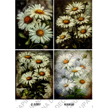 Umělecký papír Rýžový a soft papír na decoupage - Kopretiny abstrakt - KB01081 Materiál: Soft, Rozměr: A4