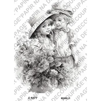 Výtvarný papír Rýžový a soft papír na decoupage - Děti černobílé - KB01077 Materiál: Rýžový papír, Rozměr: A4