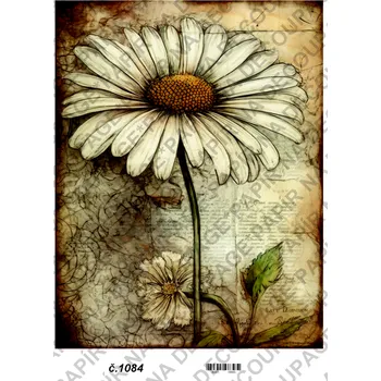 Umělecký papír Rýžový a soft papír na decoupage - Kopretiny abstrakt - KB01084 Materiál: Soft, Rozměr: A4