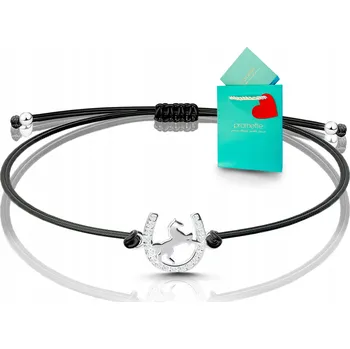 Náramek Náramek s koněm na šňůrce, provázkový, kůň dárek stříbro 925