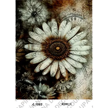 Umělecký papír Rýžový a soft papír na decoupage - Kopretiny abstrakt - KB01083 Materiál: Rýžový papír, Rozměr: A4