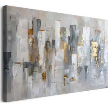 Obraz Abstrakce šedé a zlaté Moderní obraz na plátně do obýváku 60x90