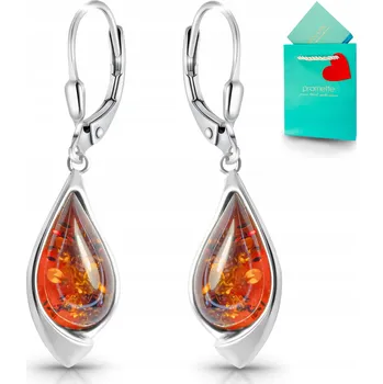 Náušnice Stříbrné náušnice s jantarem, anglické zapínání, stříbro 925