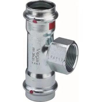 rozdělovač topení Viega PRESTABO 1117.2 T-kus 15x1/2"x15mm, s vnitřním závitem, lisovací, topení, uhlíková ocel