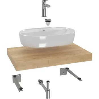 Šatní skříň Swiss aqua technologies Koupelnová sestava SAT s deskou pod umyvadlo Dolce 80x8x50 cm dub halifax KSETDO1