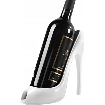 Stojan na víno ve tvaru boty na podpatku bílý