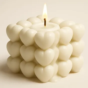 Svíčka Vonná svíčka se srdíčky | 120 g | Svíčkománie3D | Barva: Bílá