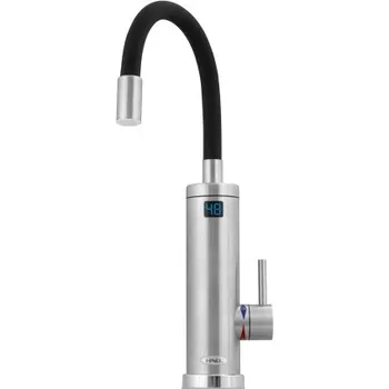 Vodovodní baterie Hakl OB 500 dřezová elektronická baterie, s flexi ramínkem, s ohřevem, pro jednu vodu, napájení ze sítě, černá/nerez