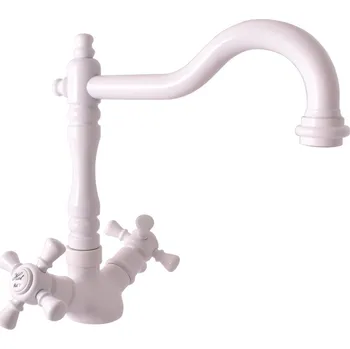 Vodovodní baterie Rav slezák Dřezová baterie RAV SLEZÁK Morava s otočným ramínkem bílá MK320.5/8B