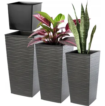 Květináč Květináč plast šedý Kadax 29 cm x 29 cm x 57,5 cm